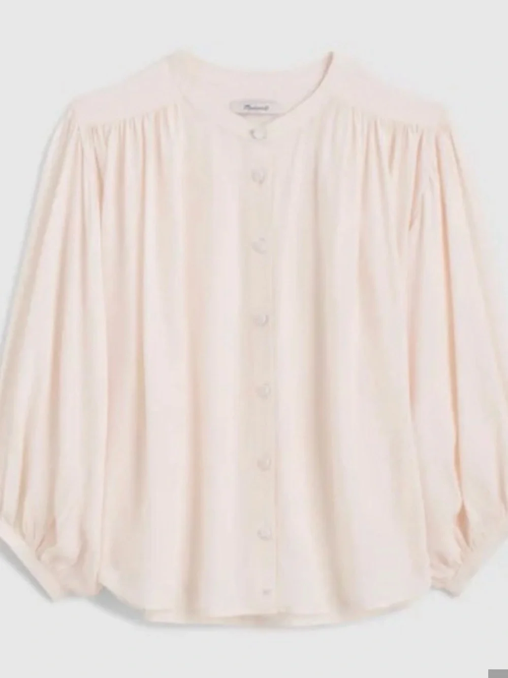NWT Madewell Shirred Crewneck Button-Up Top size M